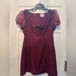 Reformation Deep Red Dress with Sheer Details